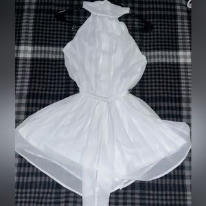 Fashion Nova Come Pleat Me Halter Romper Size Small White